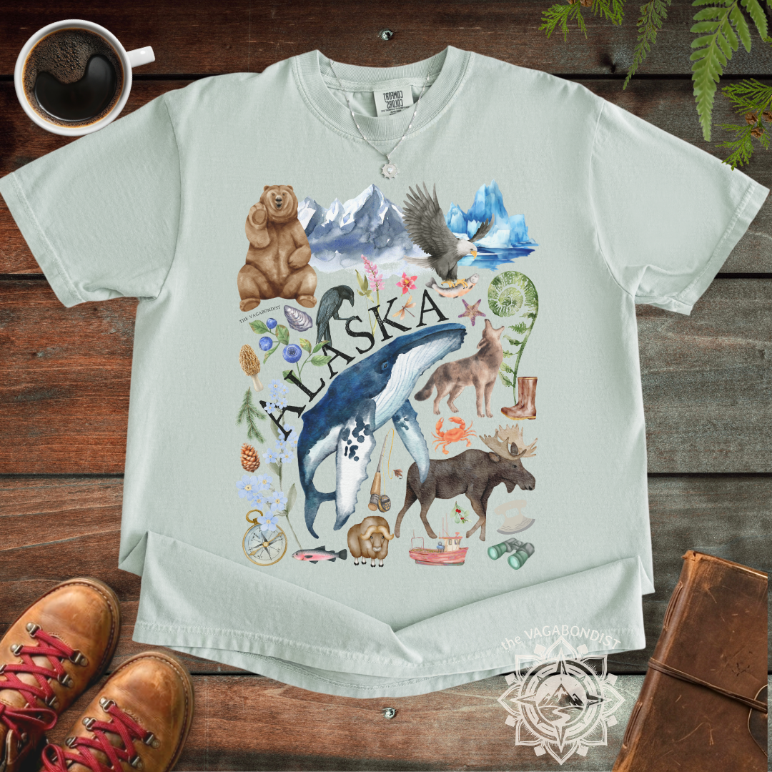 Alaska Icons T-Shirt: Original Watercolor Art